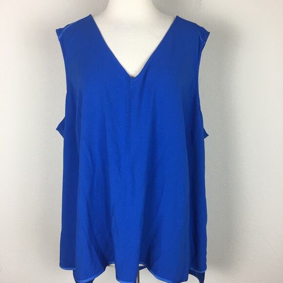 Lane Bryant Blue  V Neck Sleeveless  NWT Top 26 - Picture 2 of 9